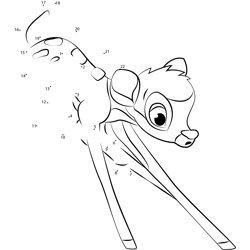 Jumping Bambi Dot to Dot Worksheet
