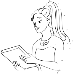 Barbie having Book in her Hand Dot to Dot Worksheet