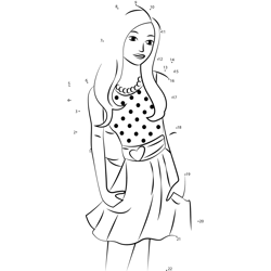 Barbie wear Beautiful Dress Dot to Dot Worksheet