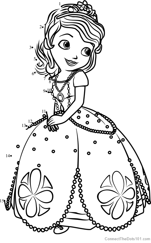 Princess Sofia from Sofia the First dot to dot printable worksheet