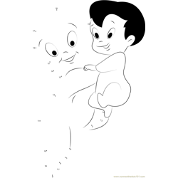 Casper Playing with Baby Dot to Dot Worksheet