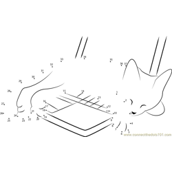 Cat Personal Computer Kitten Sleeping Dot to Dot Worksheet
