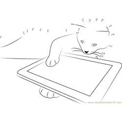 Cat in looks Tablet Dot to Dot Worksheet