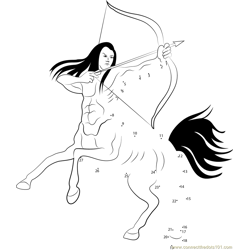 Centaur with Bow and Arrow Dot to Dot Worksheet