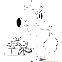 Christmas Santa Cartoon Pen Dot to Dot Worksheet