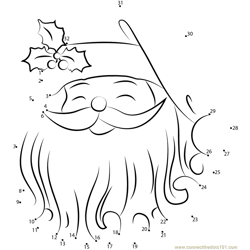 Santa Claus Funy Face Dot to Dot Worksheet