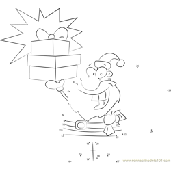 Santa Claus Holding Up a Bunch of Christmas Dot to Dot Worksheet