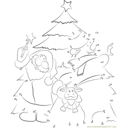 Santa Claus and Xman so Happy Dot to Dot Worksheet