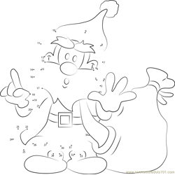 Santa Claus showing Hands Finger Dot to Dot Worksheet