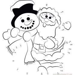 Santa Clause Snowman Dot to Dot Worksheet