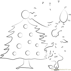 Snoopy Christmas Tree Decoration Dot to Dot Worksheet