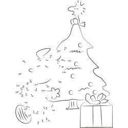 Snoopy Christmas Tree Dot to Dot Worksheet