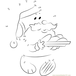 Snoopy Santa Give Biscuit Dot to Dot Worksheet