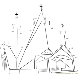Church Dot to Dot Worksheet