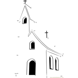 Small Church Dot to Dot Worksheet