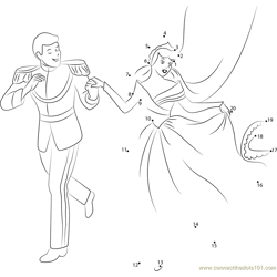 Happy Cinderella and Prince Dot to Dot Worksheet