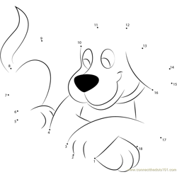 Clifford Dog Sitting Dot to Dot Worksheet