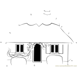 Small Cottage House Dot to Dot Worksheet