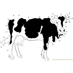 Black And White Cow Dot to Dot Worksheet
