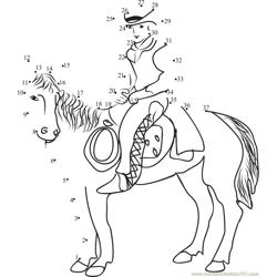 Cowboy with horse Dot to Dot Worksheet