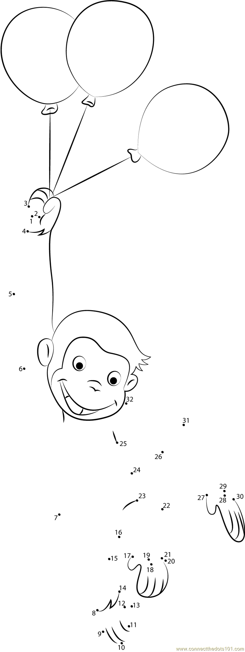 Curious George with Balloons