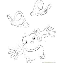 Curious George Playing with Butterfly Dot to Dot Worksheet