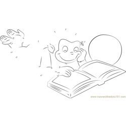 Curious George Reading a Book Dot to Dot Worksheet