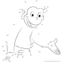 Happy Curious George Dot to Dot Worksheet