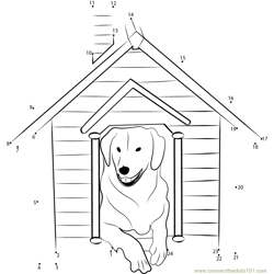Cedar Dog House Dot to Dot Worksheet