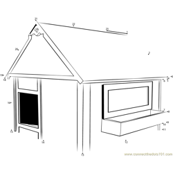 Simple Red Indoor Dog House Dot to Dot Worksheet