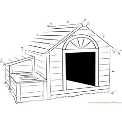 Wooden Dog House Dot to Dot Worksheet