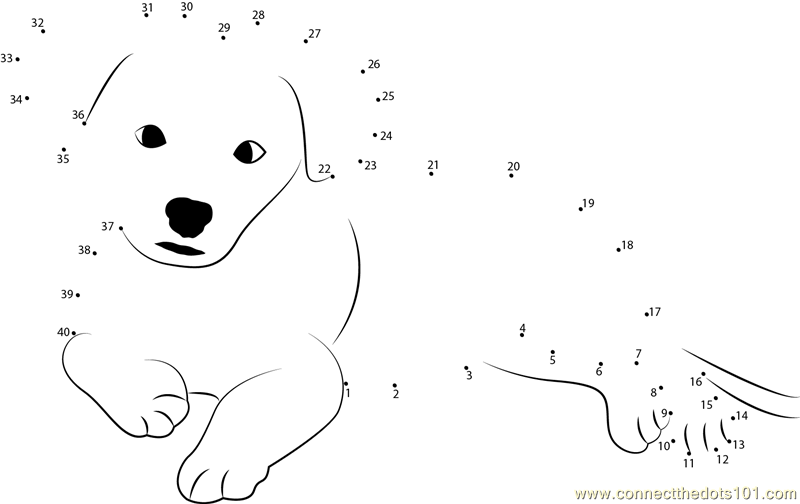 Nice Puppy dot to dot printable worksheet - Connect The Dots