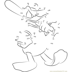 Donald Duck Play Baseball Dot to Dot Worksheet