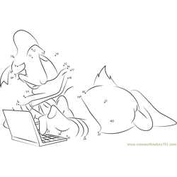Donald Duck see in Laptop Dot to Dot Worksheet
