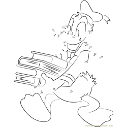 Donald Duck taking a Book Dot to Dot Worksheet