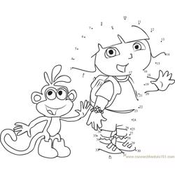 Dora the Explorer with Monkey Dot to Dot Worksheet
