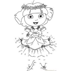 Dora with Flowers Dot to Dot Worksheet