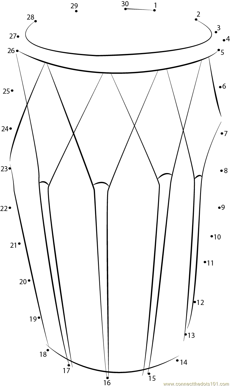 Traditional Hand Drum dot to dot printable worksheet - Connect The Dots