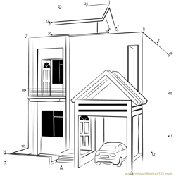 Simple Modern Duplex House Dot to Dot Worksheet
