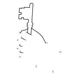 Hand Holding Key, Learn Numerals Dot to Dot Worksheet