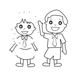 Happy School Children Dot to Dot Worksheet