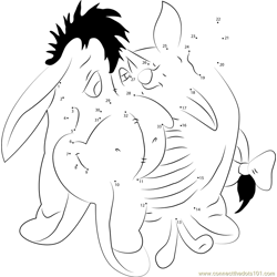 Eeyore hugs Piglet Dot to Dot Worksheet