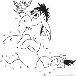Eeyore with Pony on tail Dot to Dot Worksheet