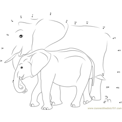 Baby Asian Elephant Dot to Dot Worksheet