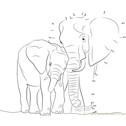 Elephant with Baby Dot to Dot Worksheet
