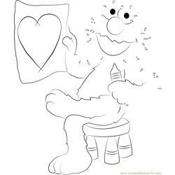 Elmo Draw Heart Dot to Dot Worksheet