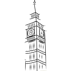 Big Ben At Dusk London England Dot to Dot Worksheet