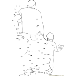 Father with Kids Dot to Dot Worksheet