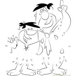 Barney Rubble and Fred Flintstone Dot to Dot Worksheet