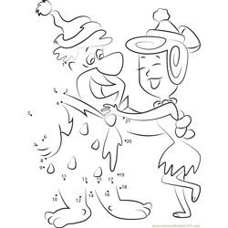 Fred Flintstone and Wilma Flintstone Dancing Dot to Dot Worksheet